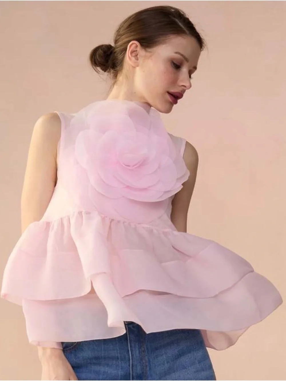 Nwt Cynthia Rowley sleeveless mesh top with organza flower sz S - Picture 1 of 10